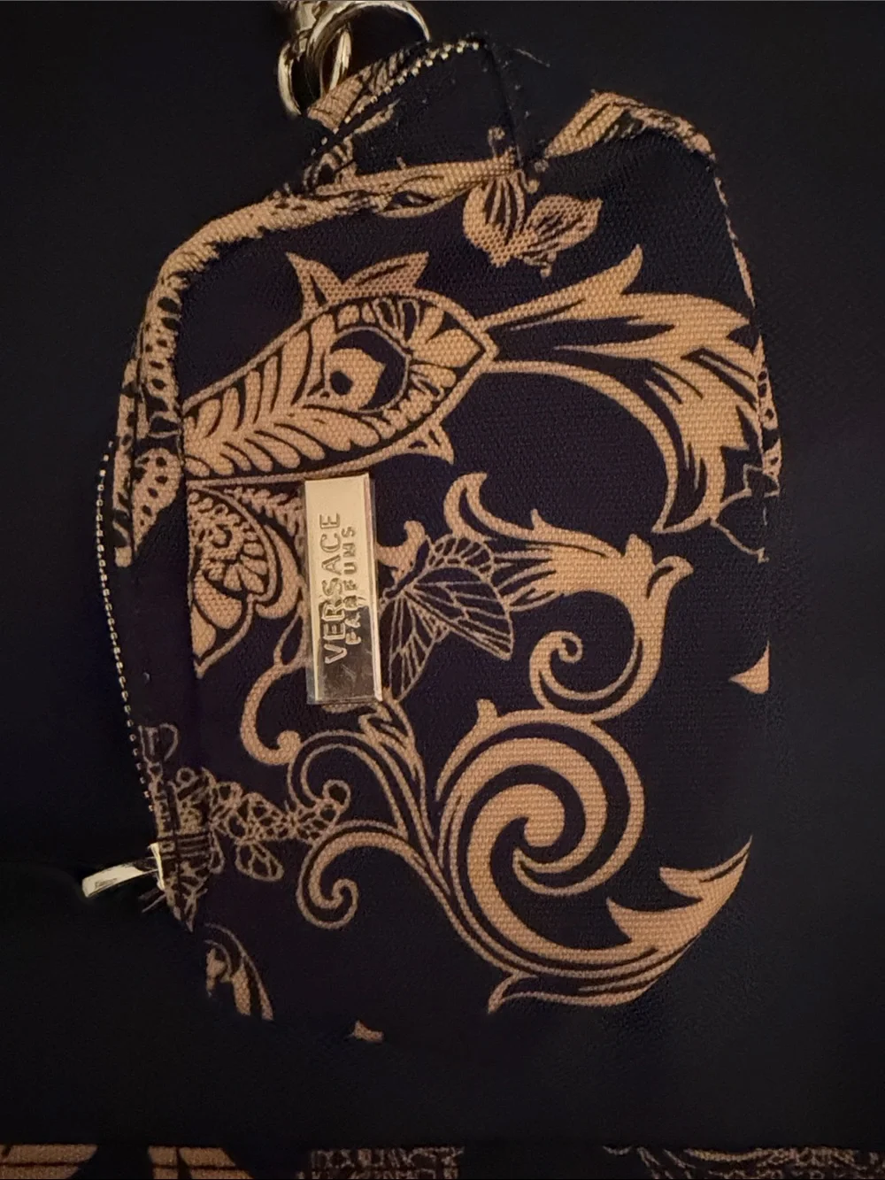 Versace Black Tote with Gold Baroque Accent